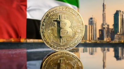 Firefly hyper realistic picture of a bitcoin in front of the burj khalifa with the UAE flag 87122
