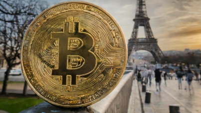 Firefly photo of a bitcoin in front of the eiffel tower in paris 13192